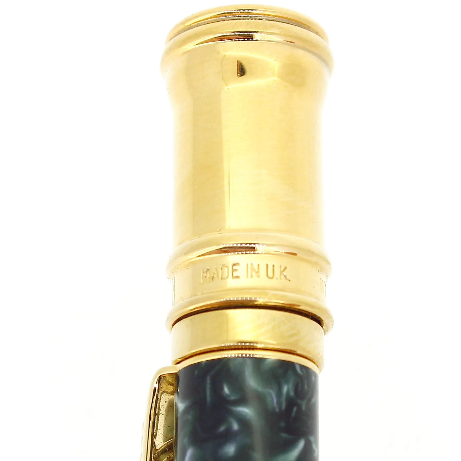 1995 PARKER DUOFOLD EMERALD MARBLED BALLPOINT PEN MINT IN BOX MADE IN UK