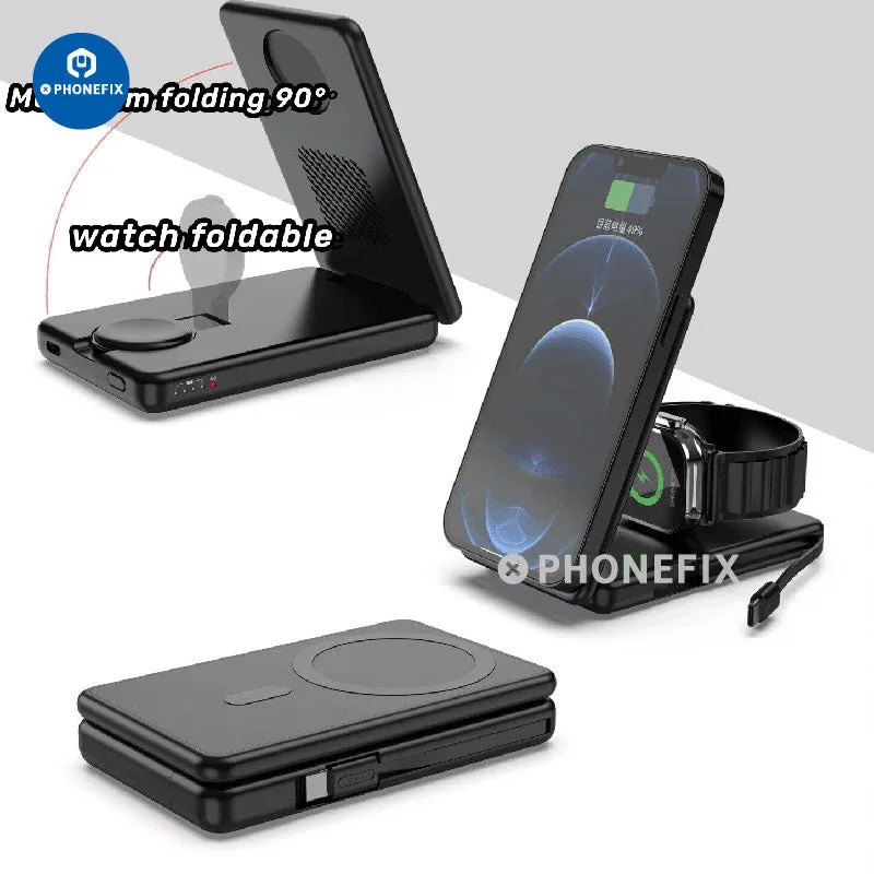3 In 1 Magnetic Wireless Fast Charger Station Portable Power Bank