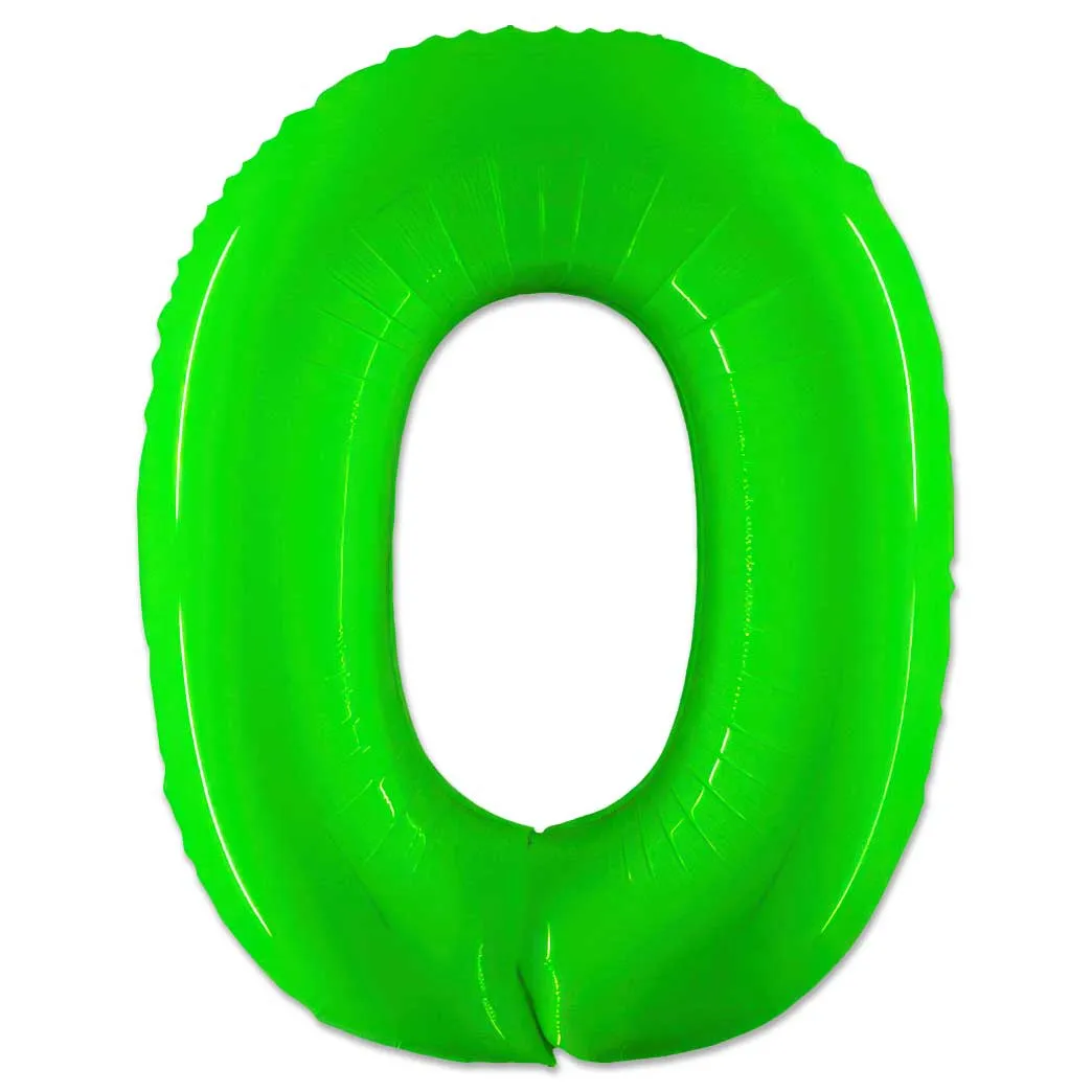 40 inch Number 0 - Lime Green Balloon