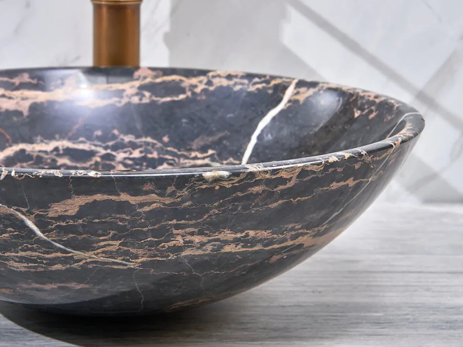 420x420x140mm Antique Above Counter Basin Marble Surface Bathroom Round Stone Wash Basin