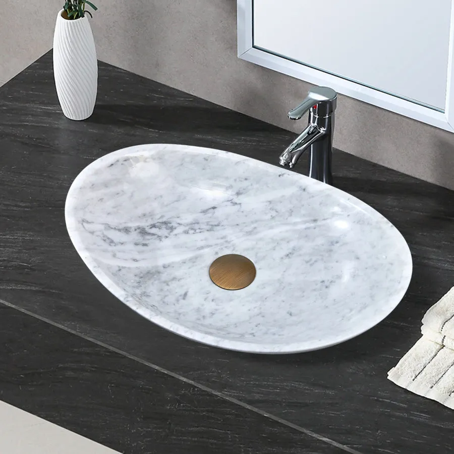480x330x120mm Above Counter Stone Basin Oval Marble Surface Antique Vintage Bathroom Wash Basin