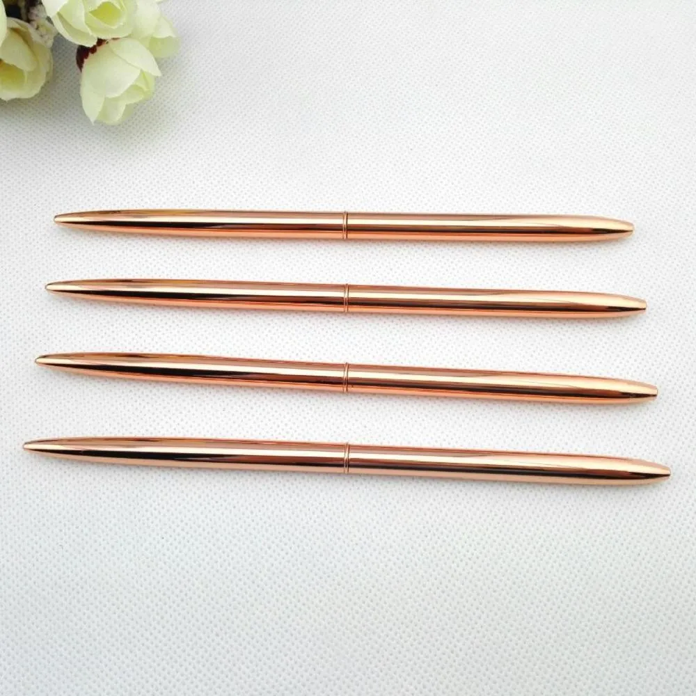 6 6 Pieces Slim Metal Gold and Rose Gold Ballpoint Pens