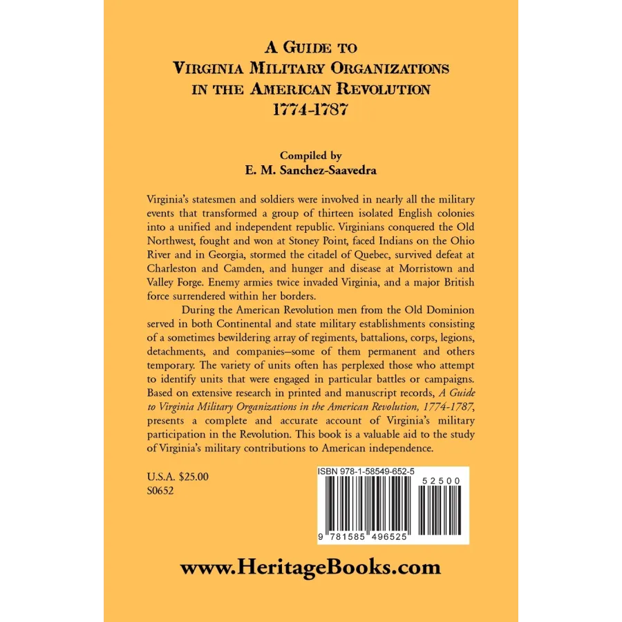 A Guide to Virginia Military Organizations in the American Revolution, 1774-1787