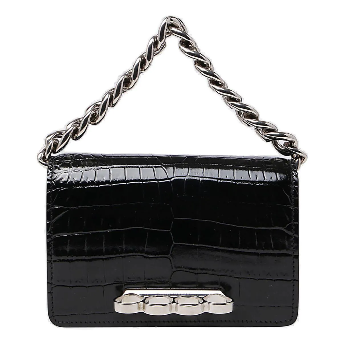 Alexander McQueen Embossed Four Ring Shoulder Bag