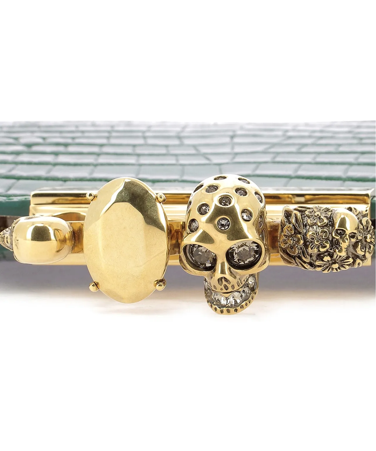 Alexander McQueen Knuckle Duster Croc Effect Clutch Bag