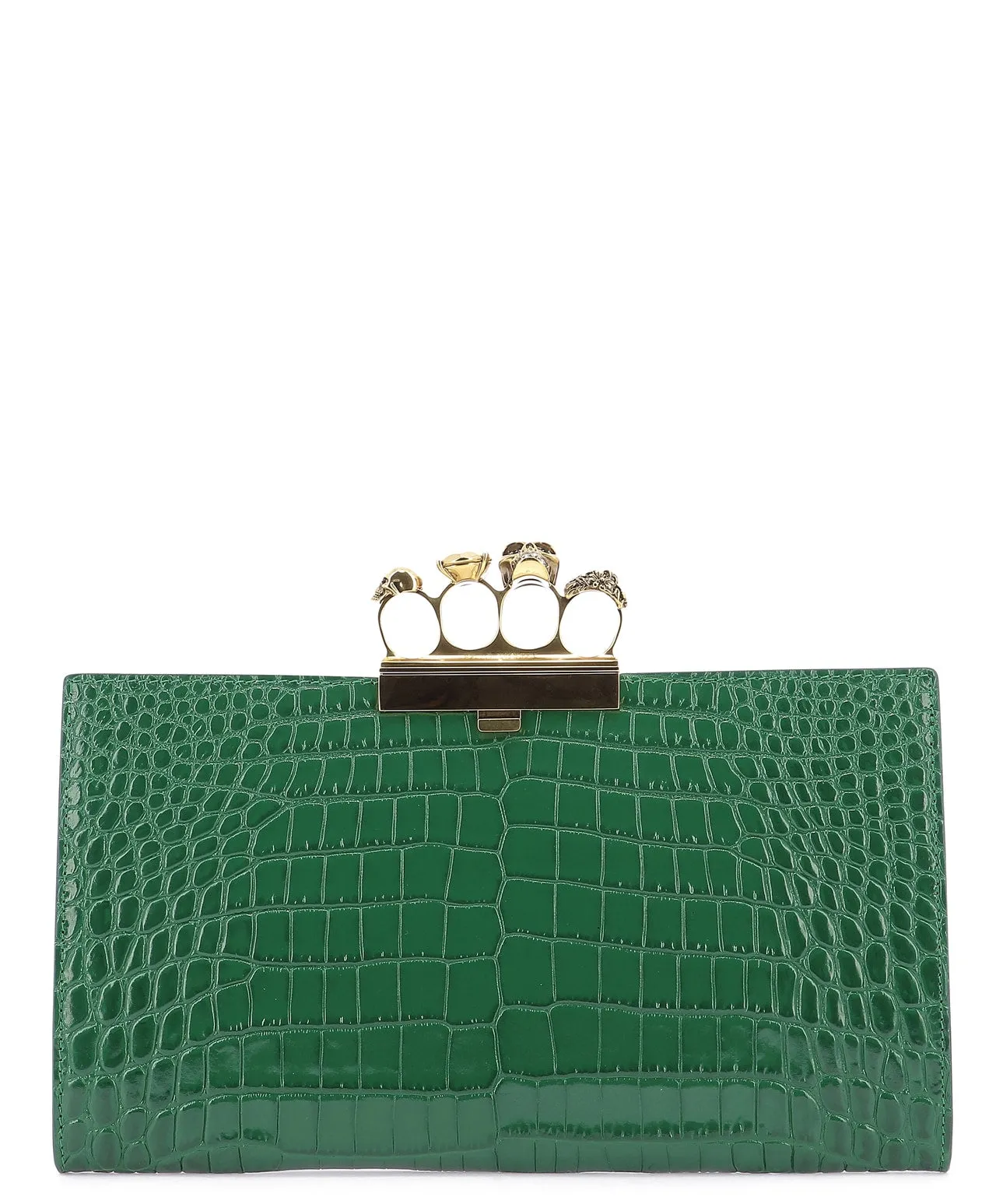 Alexander McQueen Knuckle Duster Croc Effect Clutch Bag