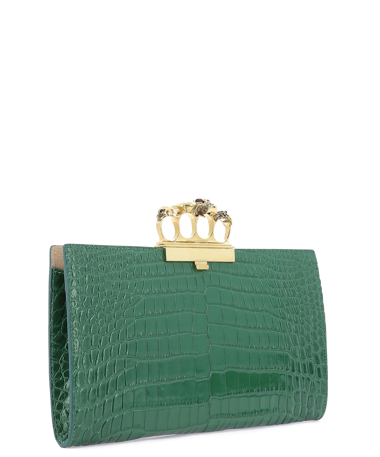 Alexander McQueen Knuckle Duster Croc Effect Clutch Bag