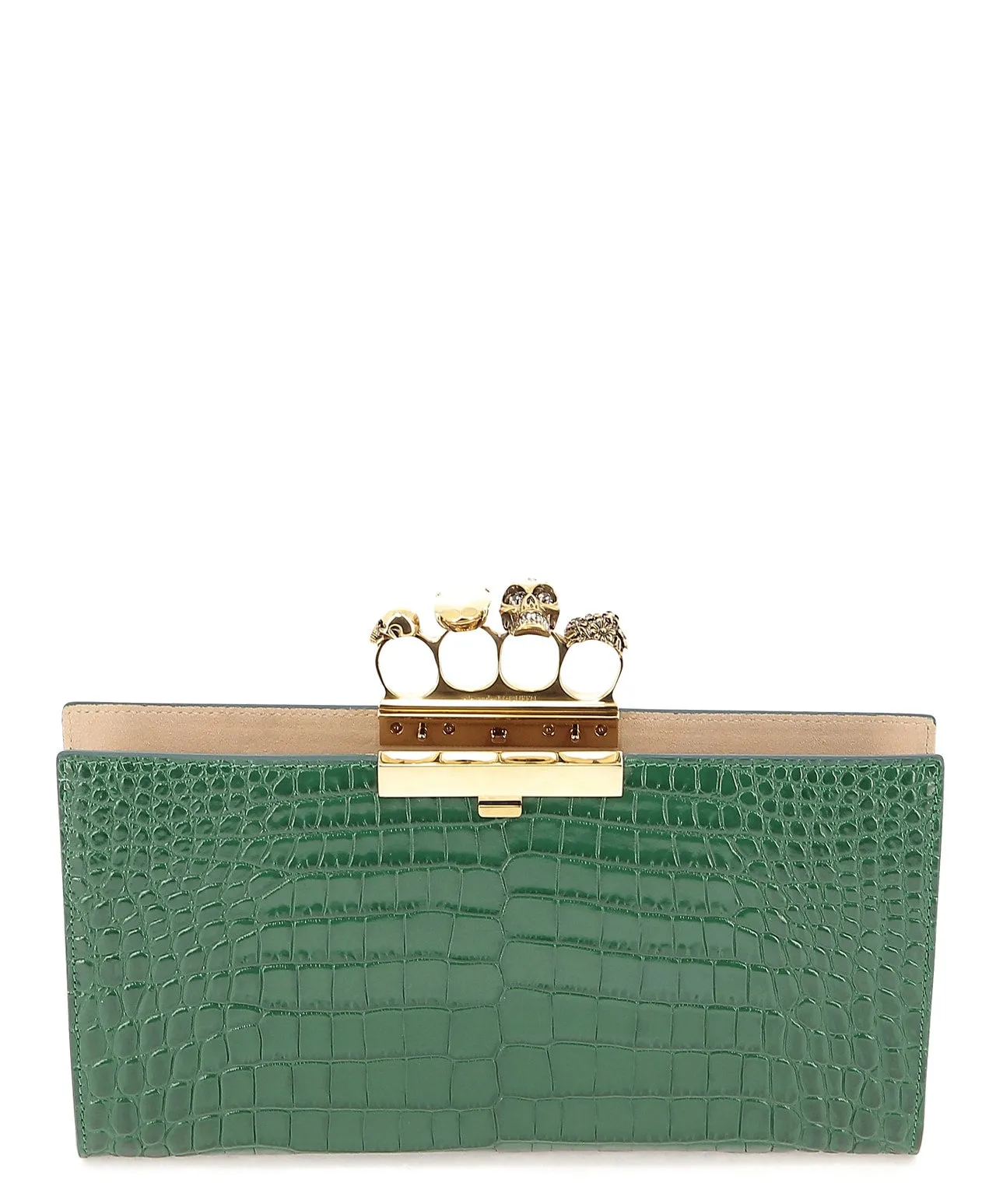 Alexander McQueen Knuckle Duster Croc Effect Clutch Bag