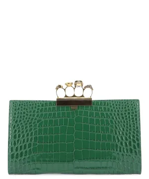 Alexander McQueen Knuckle Duster Croc Effect Clutch Bag
