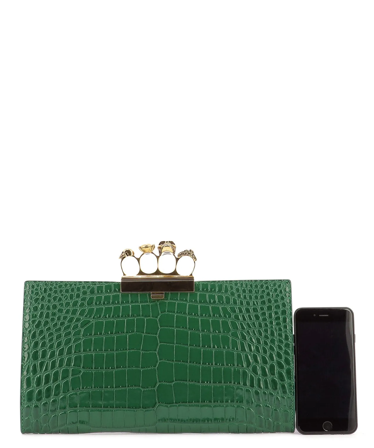 Alexander McQueen Knuckle Duster Croc Effect Clutch Bag