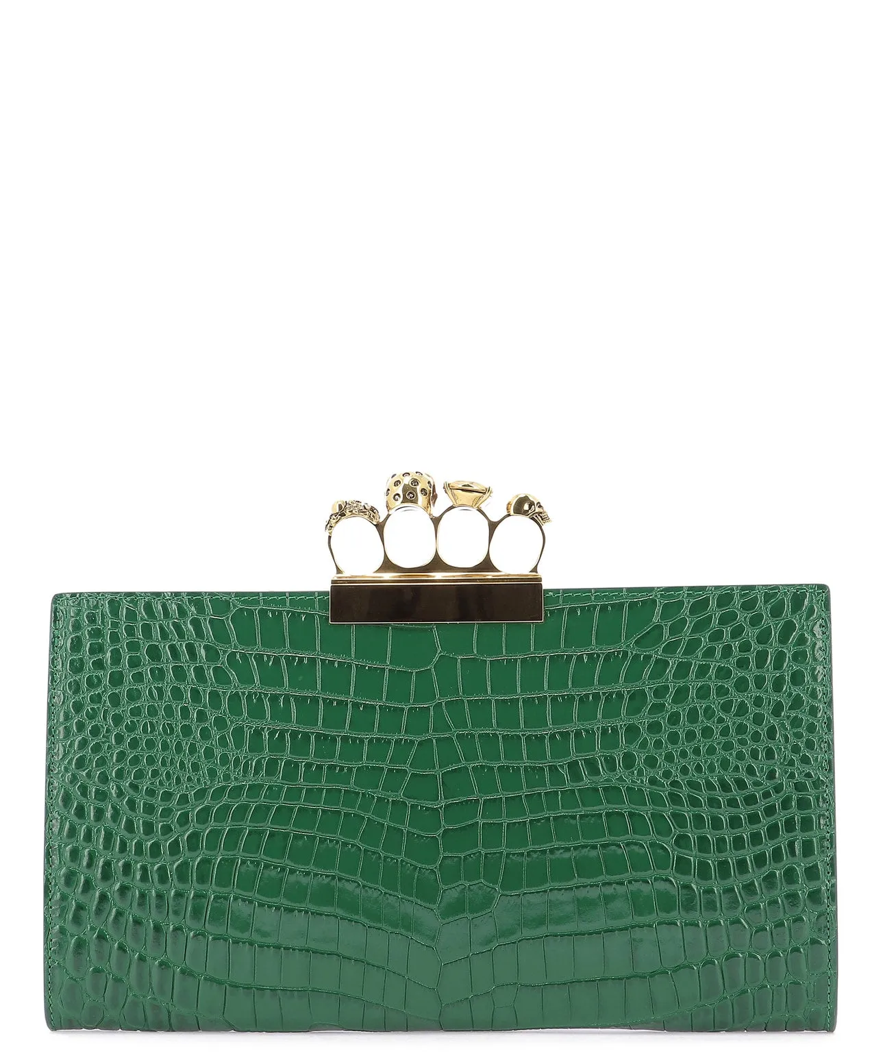Alexander McQueen Knuckle Duster Croc Effect Clutch Bag