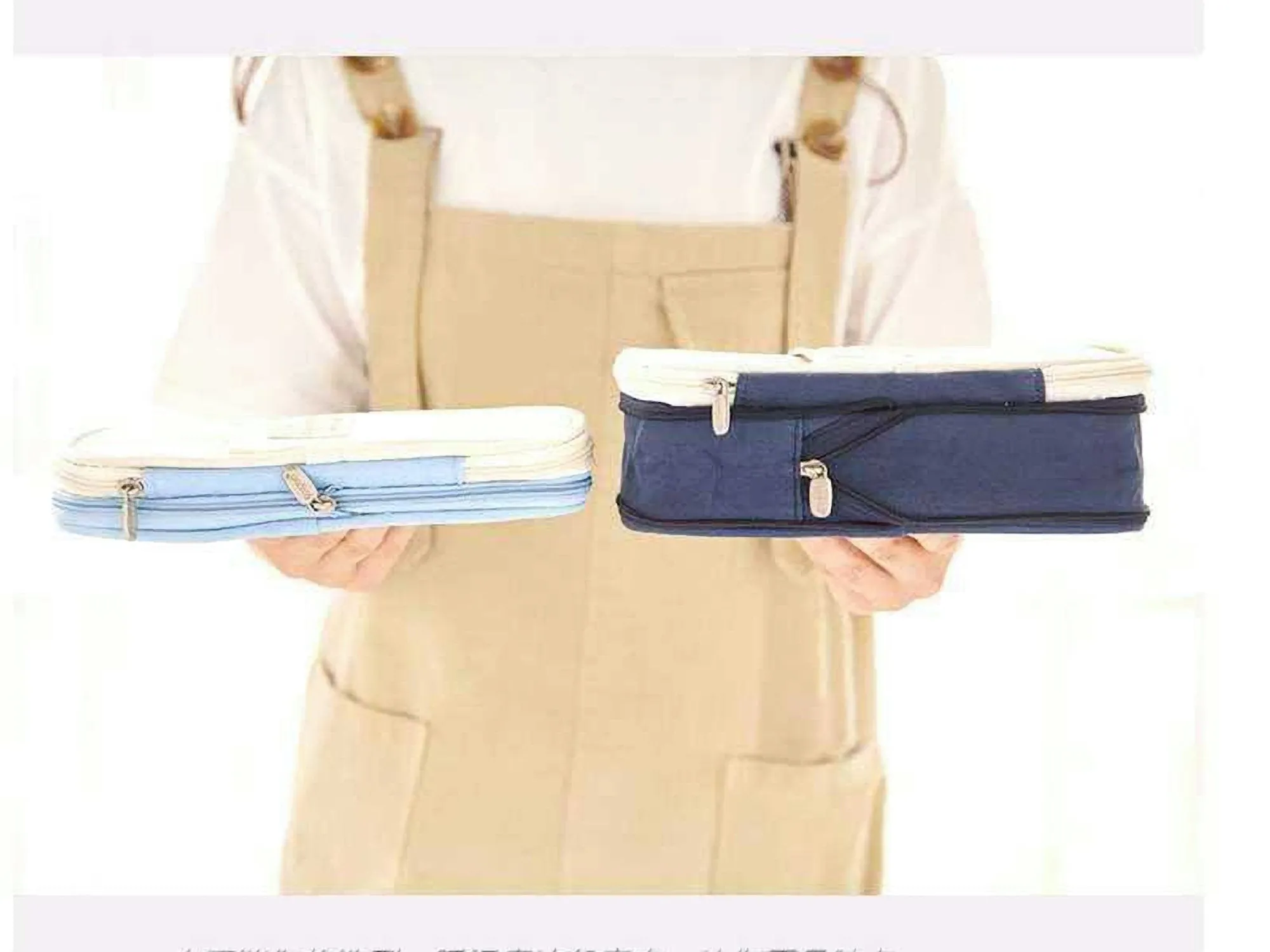 ANGOO KHAKI Expandable Canvas Pen Case Pencil Case Expandable Case Storage Case