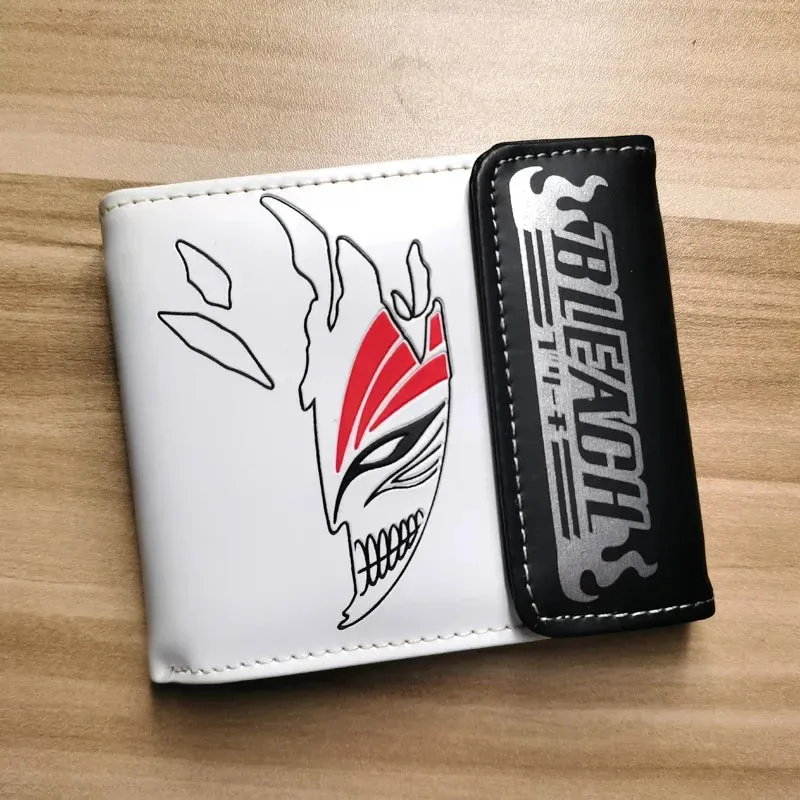 Anime Bleach Men's Short Button Wallets PU Leather Folding Purse