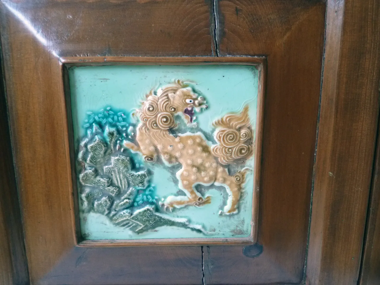 Antique Chinese Cabinet Sideboard Porcelain Inlay