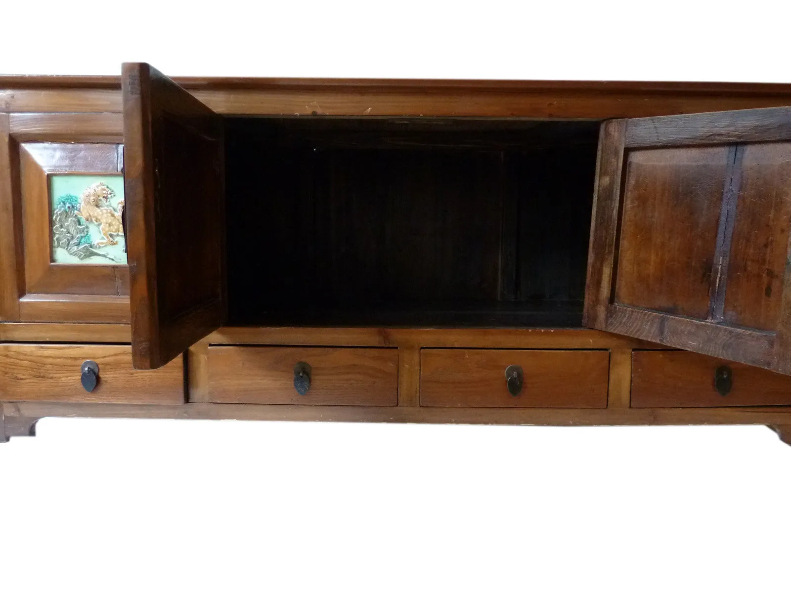 Antique Chinese Cabinet Sideboard Porcelain Inlay