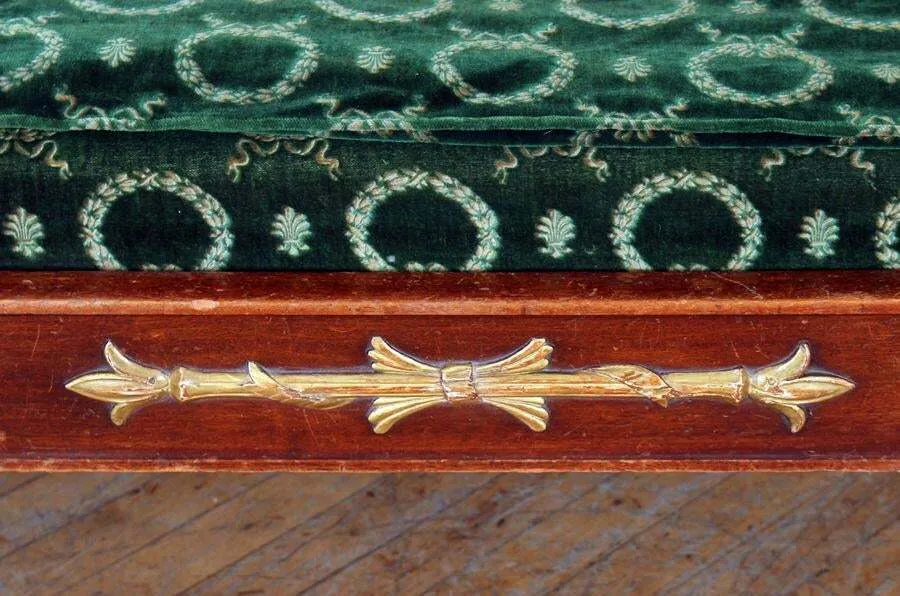 Antique Day Bed, Sleigh Form, Large French, Green, Mahogany Circa 1900, Beauty!
