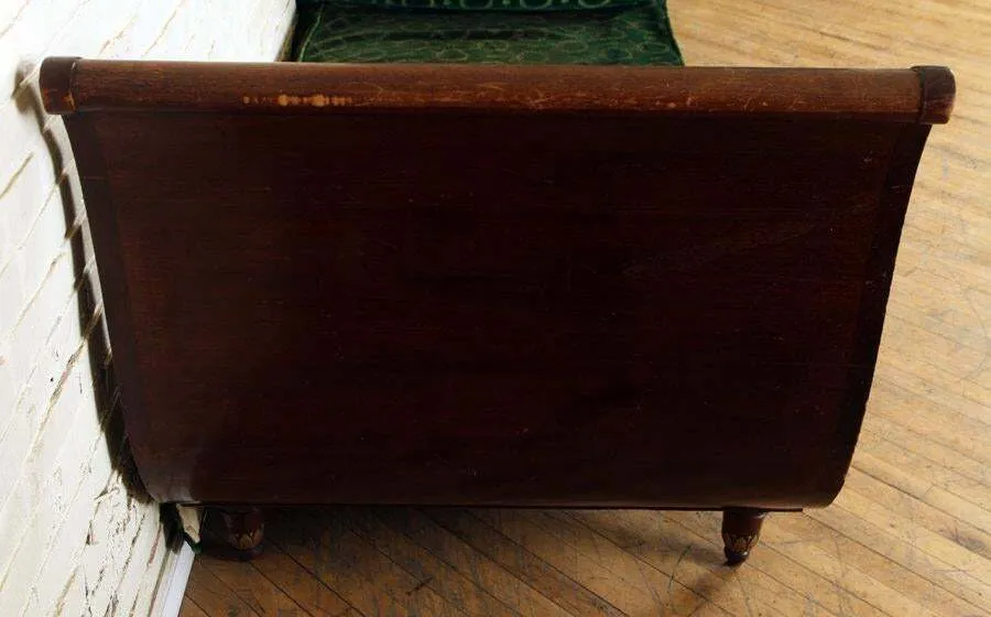 Antique Day Bed, Sleigh Form, Large French, Green, Mahogany Circa 1900, Beauty!