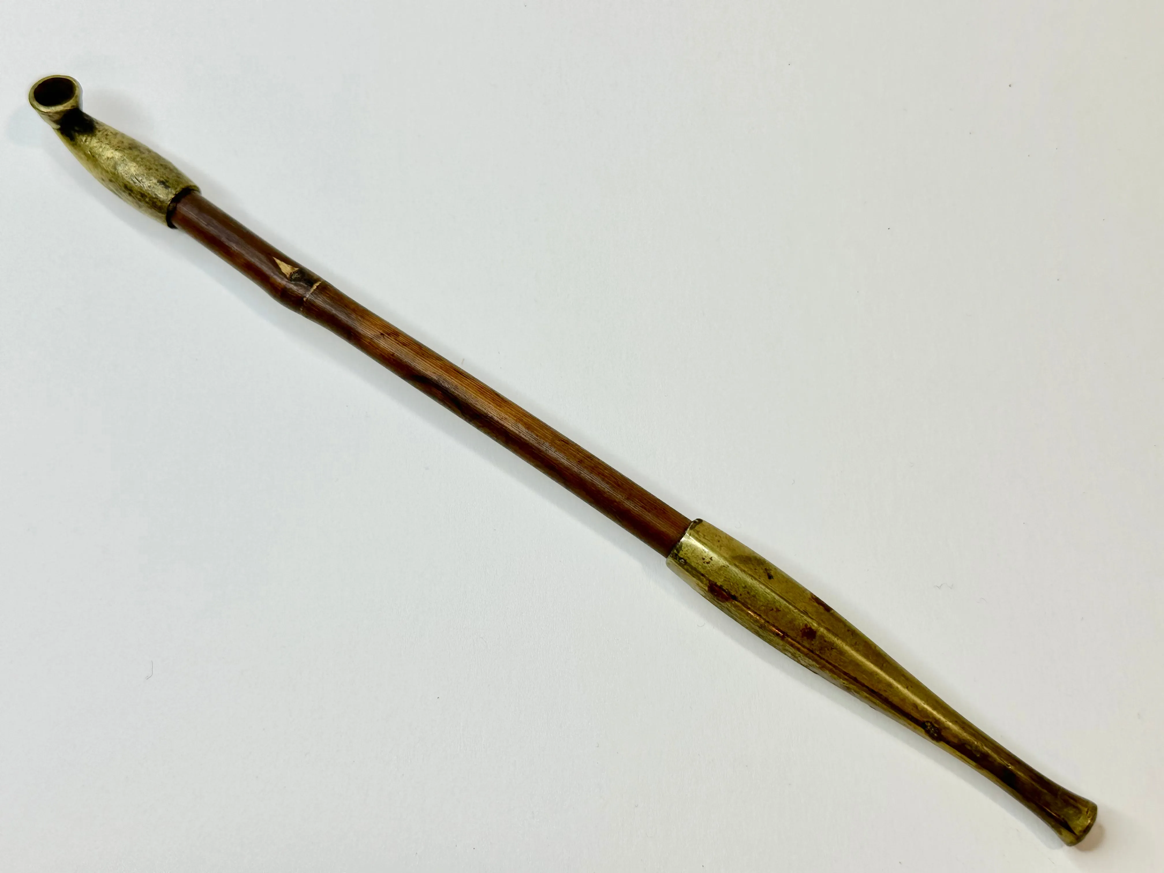 Antique Meiji Era c1890's Japanese Bronze Signed Kiseru 煙管 Good Draw 8.5"