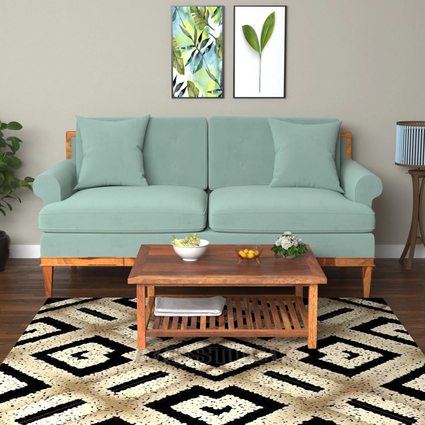 Antique Ocean Shaded Premium 2 Seater Sofa