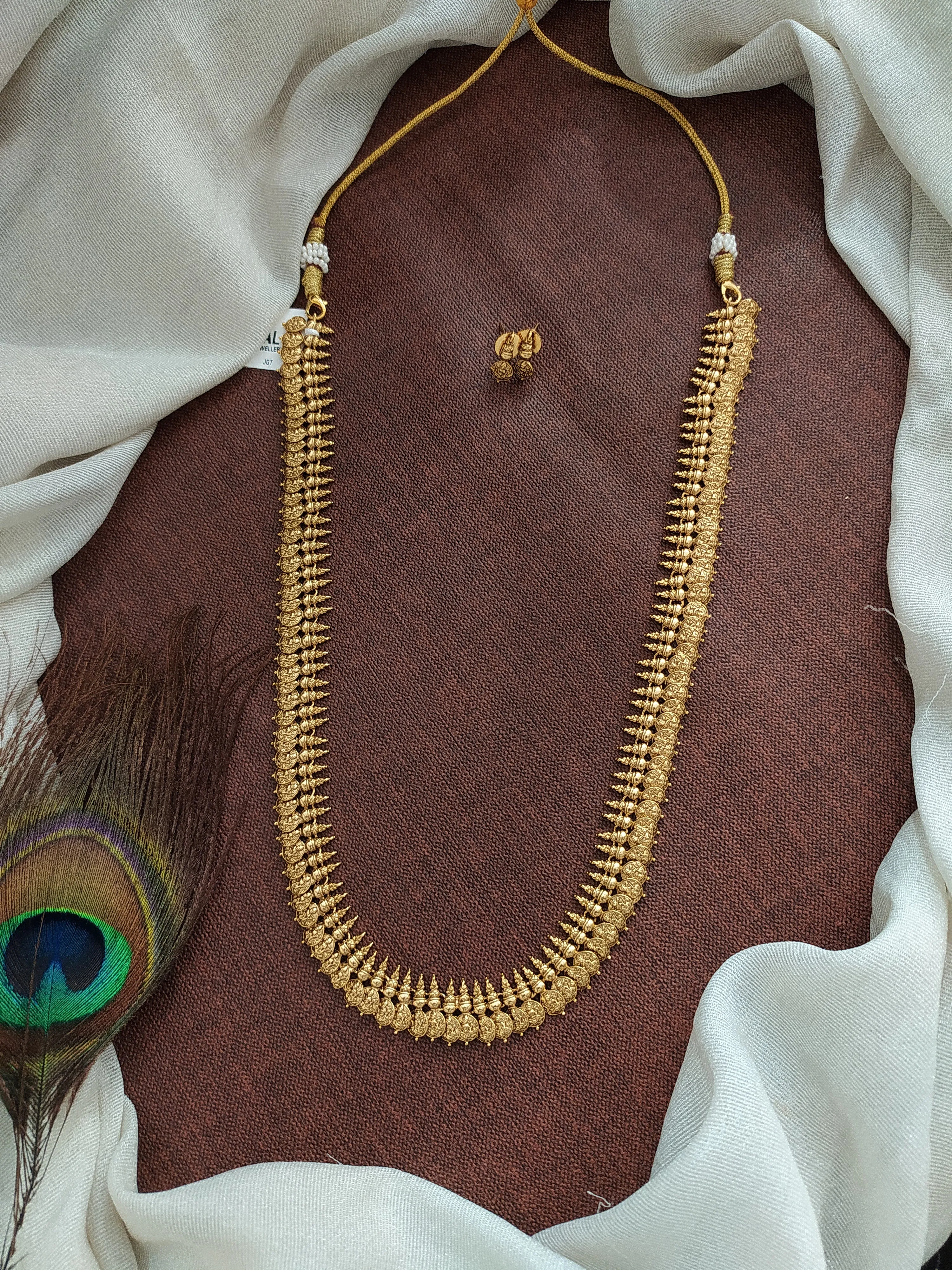 Antique Plain Gold Look Kasumalai Long Haram Set