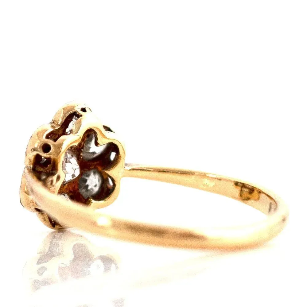 Antique Victorian Old Cut 0.75ct Diamond Cluster Daisy 18ct Gold Ring