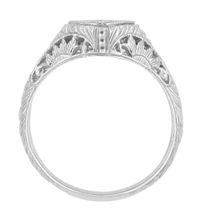 Art Deco 1/3 Carat Diamond Filigree Engagement Ring in Sterling Silver