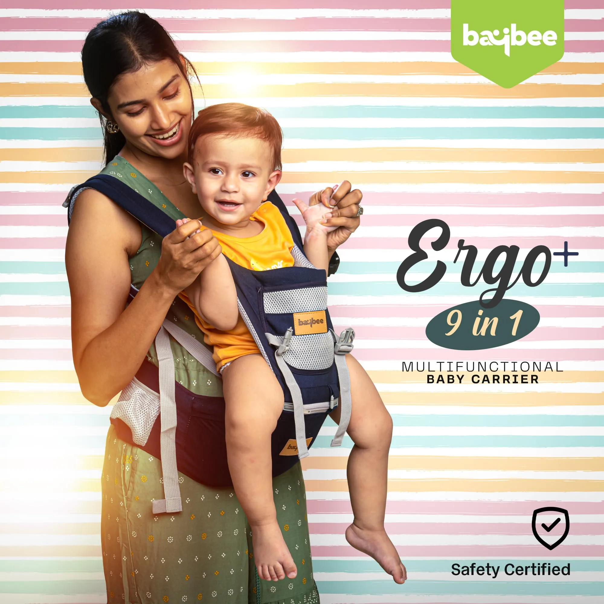 Baybee Ergo  Hip Seat Baby Carrier with 6 Carry Positions, Baby Carry Sling Front Back Carrier with Safety Belt