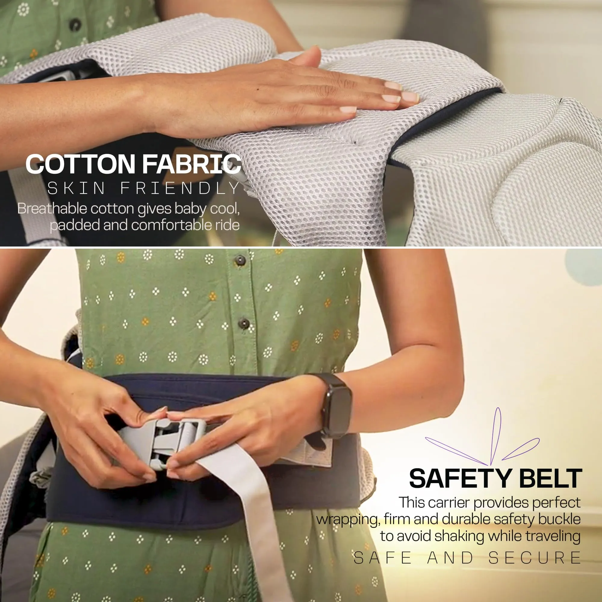 Baybee Ergo  Hip Seat Baby Carrier with 6 Carry Positions, Baby Carry Sling Front Back Carrier with Safety Belt