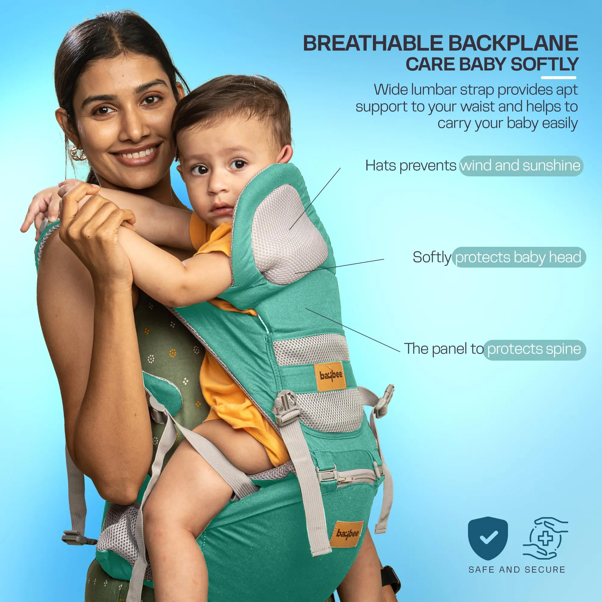 Baybee Ergo  Hip Seat Baby Carrier with 6 Carry Positions, Baby Carry Sling Front Back Carrier with Safety Belt