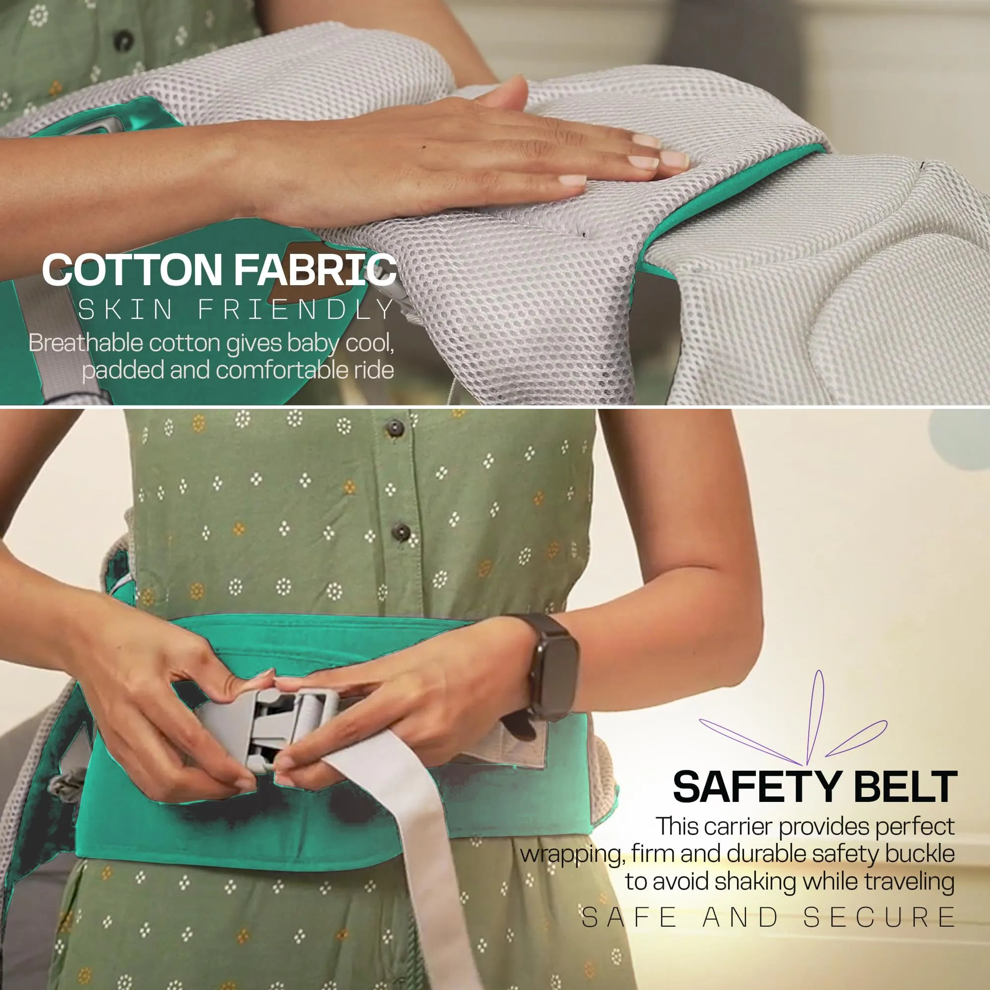 Baybee Ergo  Hip Seat Baby Carrier with 6 Carry Positions, Baby Carry Sling Front Back Carrier with Safety Belt