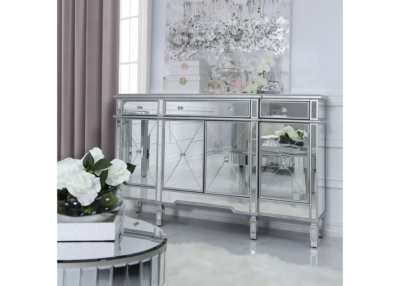 Beaumont 3-Drawer & 4-Door Mirrored Sideboard Range by Lina Home