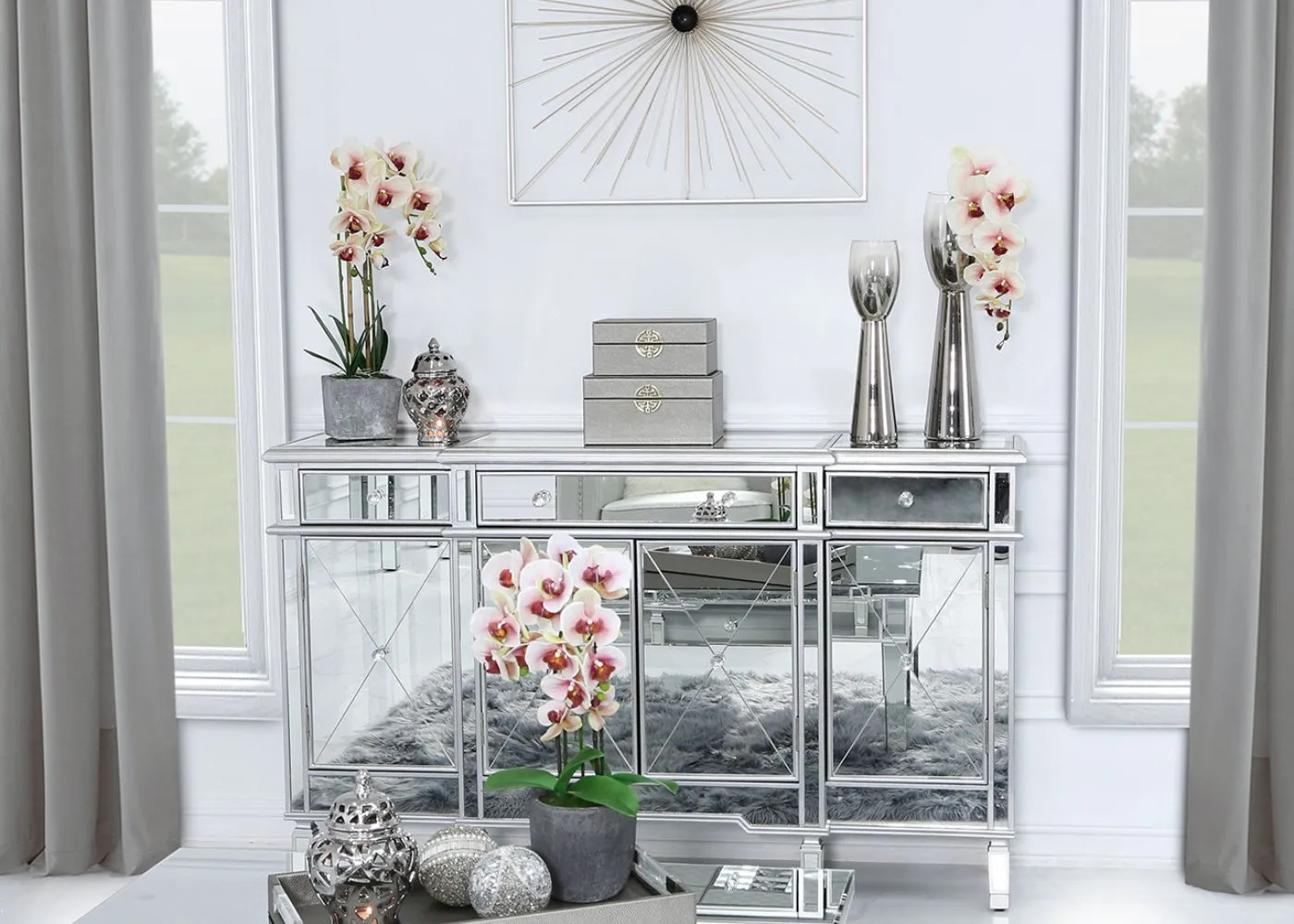 Beaumont 3-Drawer & 4-Door Mirrored Sideboard Range by Lina Home
