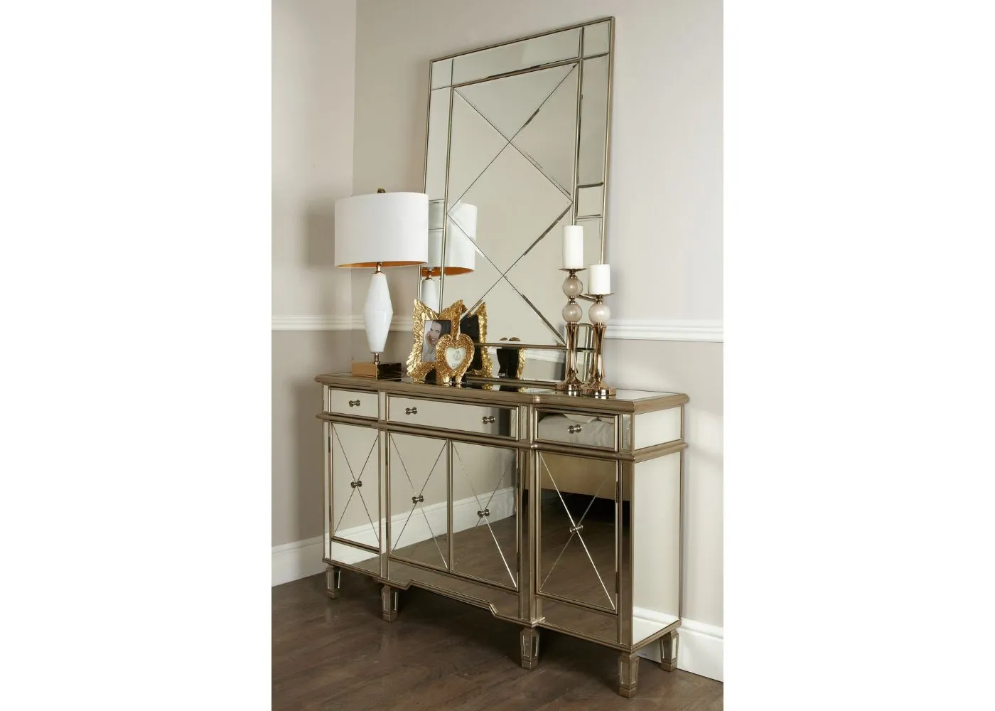 Beaumont 3-Drawer & 4-Door Mirrored Sideboard Range by Lina Home