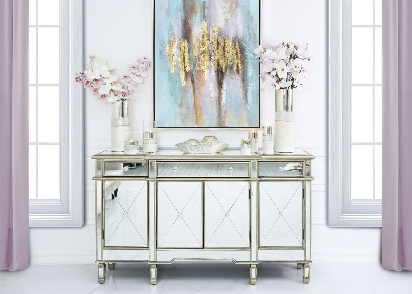 Beaumont 3-Drawer & 4-Door Mirrored Sideboard Range by Lina Home