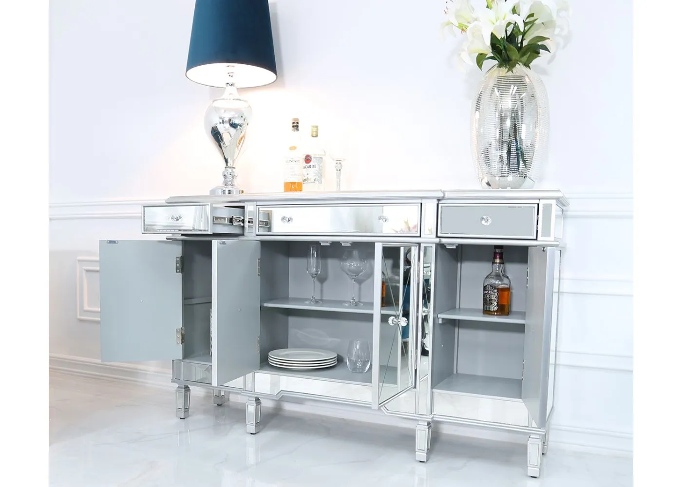 Beaumont 3-Drawer & 4-Door Mirrored Sideboard Range by Lina Home