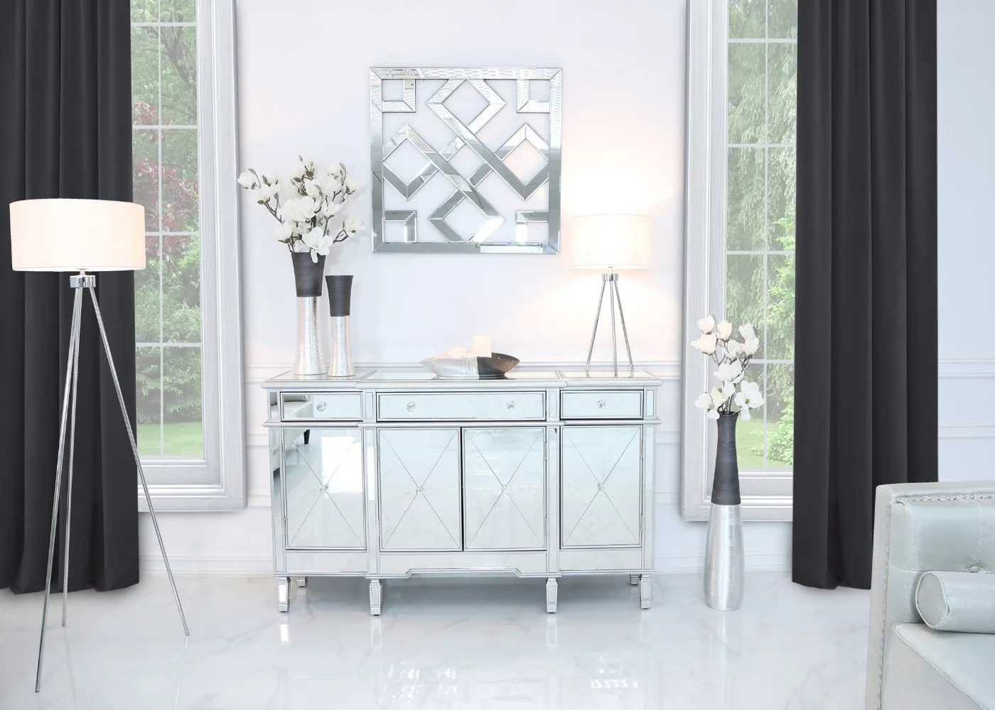 Beaumont 3-Drawer & 4-Door Mirrored Sideboard Range by Lina Home