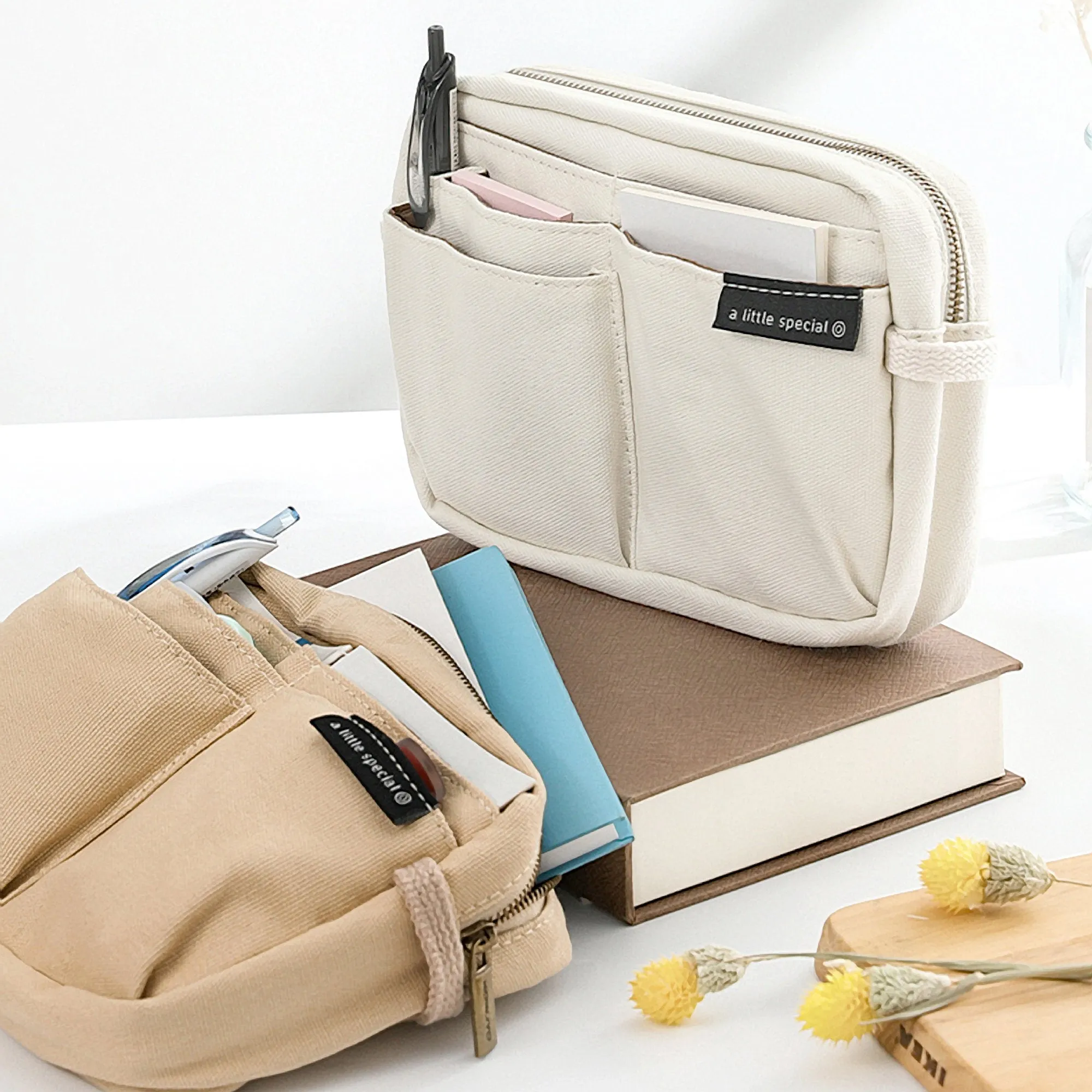 BEIGE Japan KOKUYO NEW One Series Large Capacity Folio Case Bag in Bag Pen Case Pencil Case