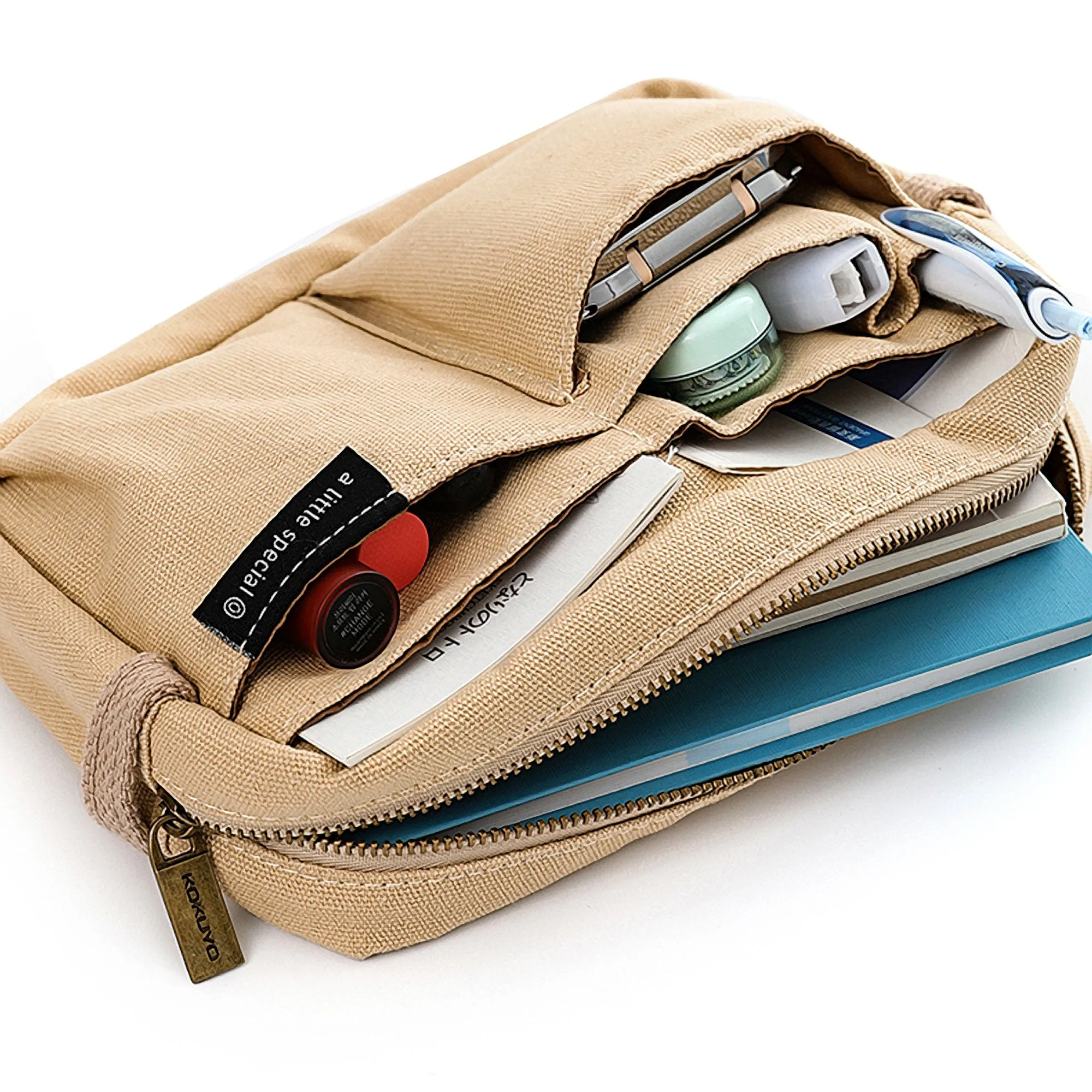 BEIGE Japan KOKUYO NEW One Series Large Capacity Folio Case Bag in Bag Pen Case Pencil Case