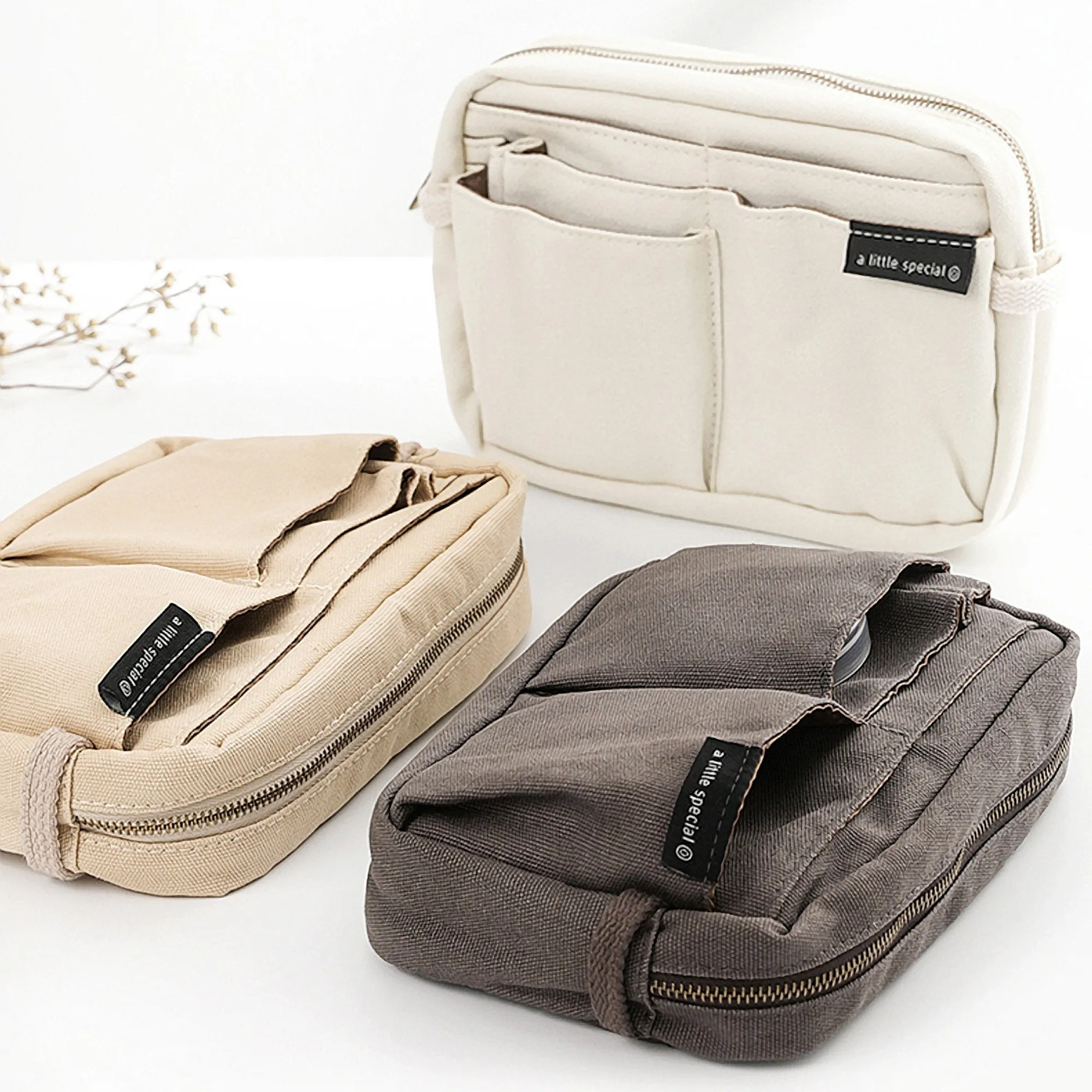 BEIGE Japan KOKUYO NEW One Series Large Capacity Folio Case Bag in Bag Pen Case Pencil Case