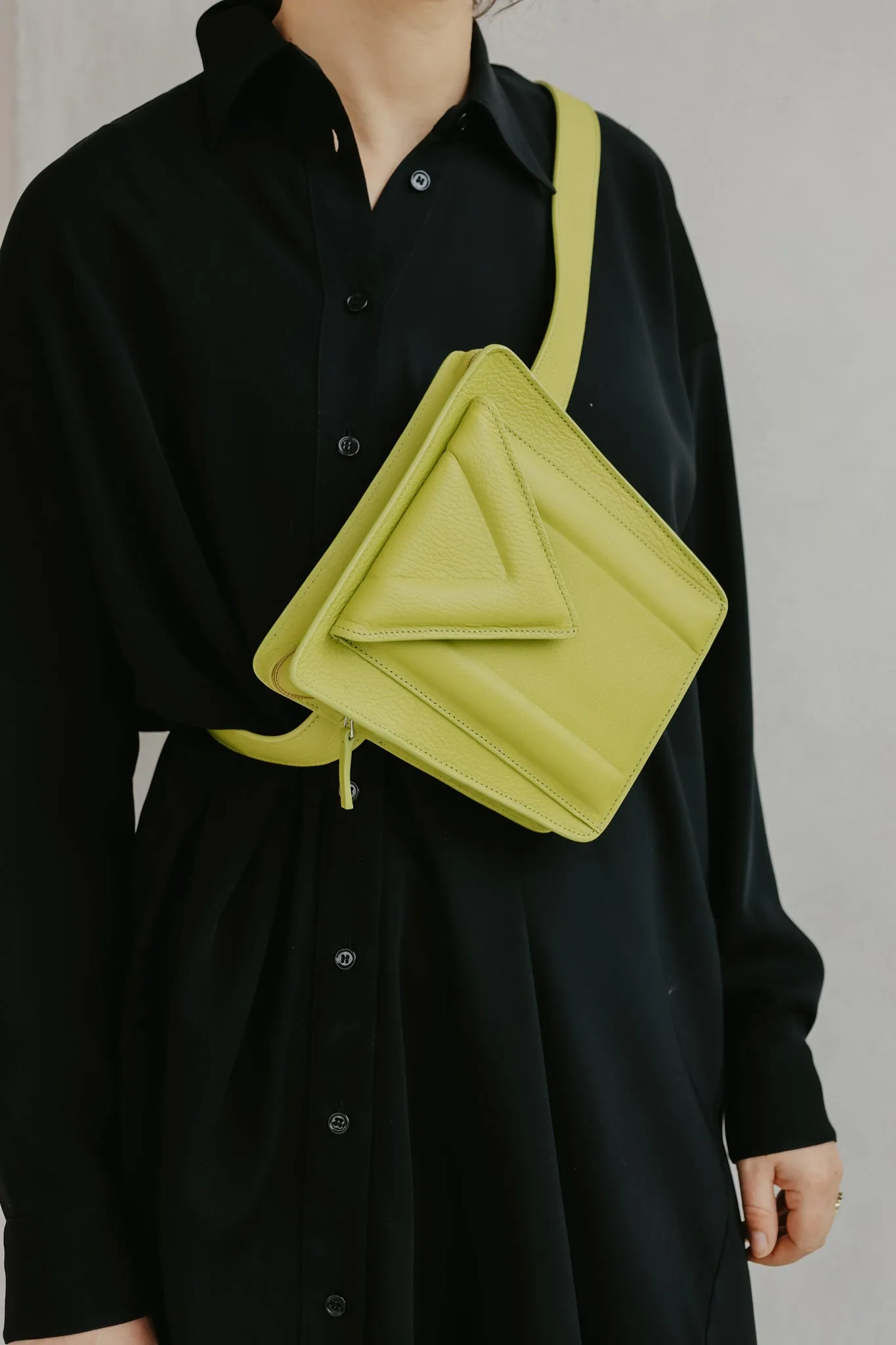 Belt Bag: Belt XL Lime Structured   Trapezium M Lime Structured