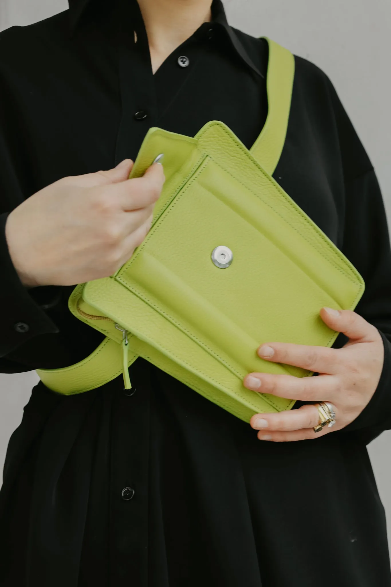 Belt Bag: Belt XL Lime Structured   Trapezium M Lime Structured