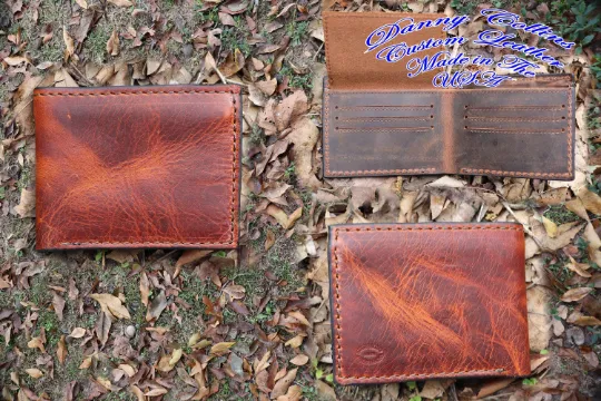 Bi-Fold Wallet With ID Window, Leather Bifold wallet, Men's Leather Bifold,  Distressed Leather Wallet
