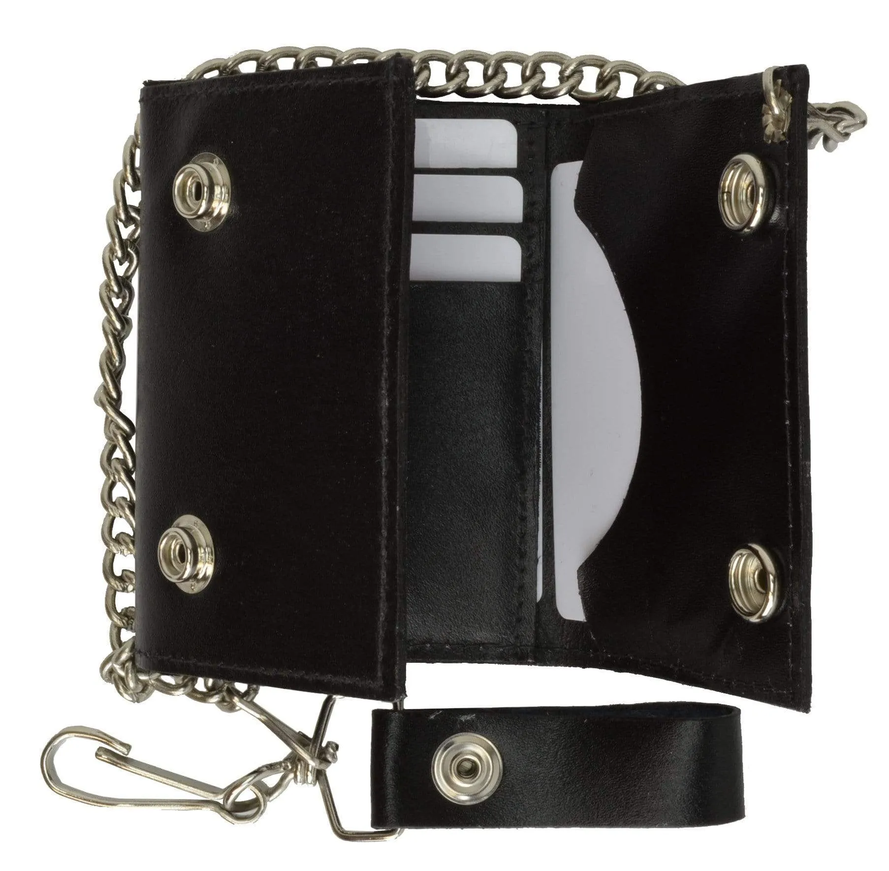 Biker Chain Trifold Genuine Leather Wallet Wolf Imprint 946-23 (C)