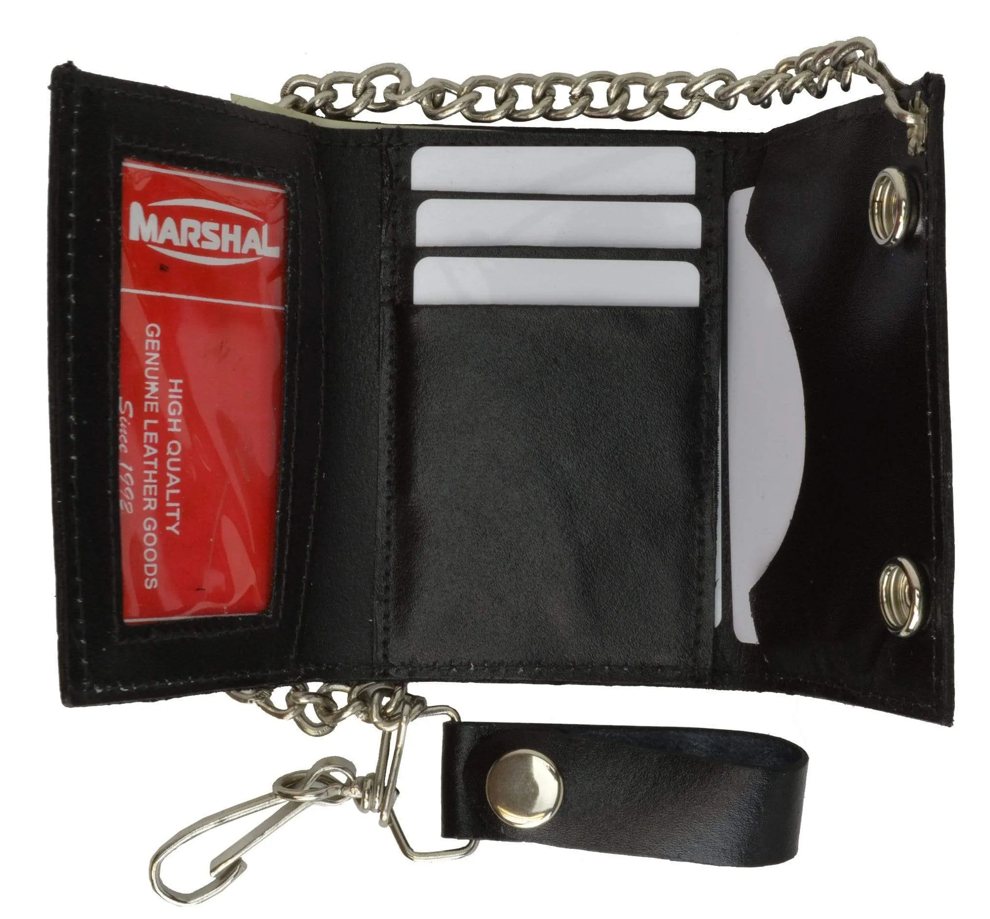 Biker Chain Trifold Genuine Leather Wallet Wolf Imprint 946-23 (C)