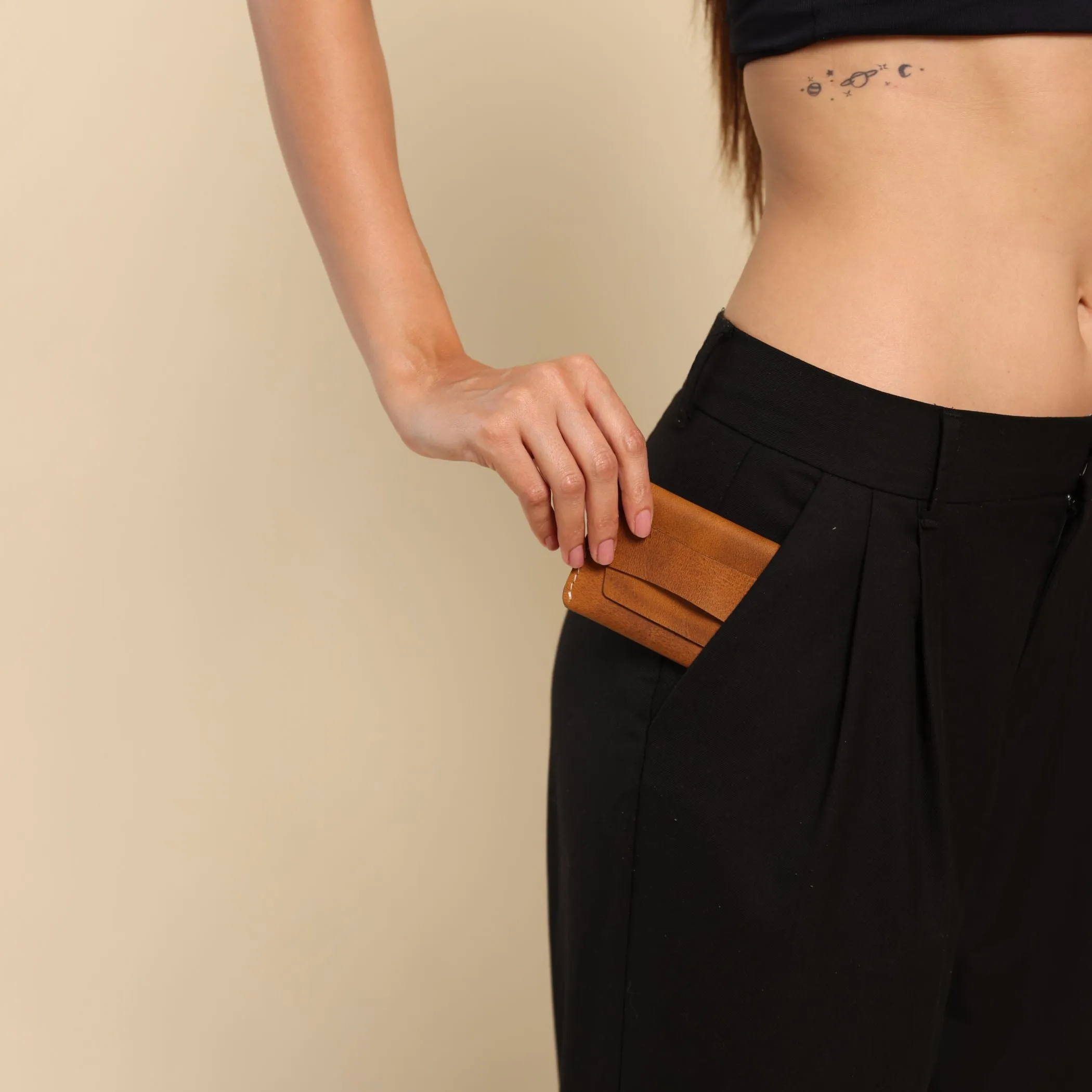 Black Leather Flap Wallet