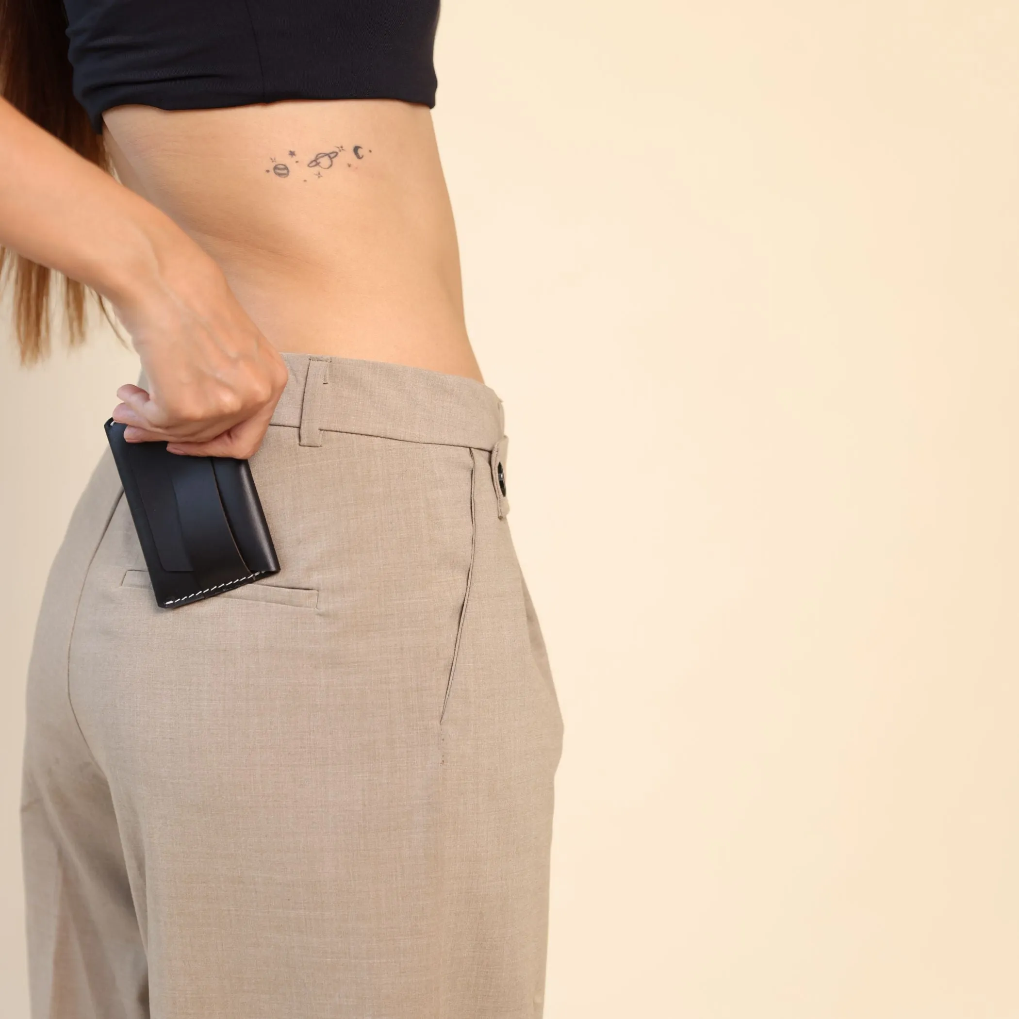 Black Leather Flap Wallet