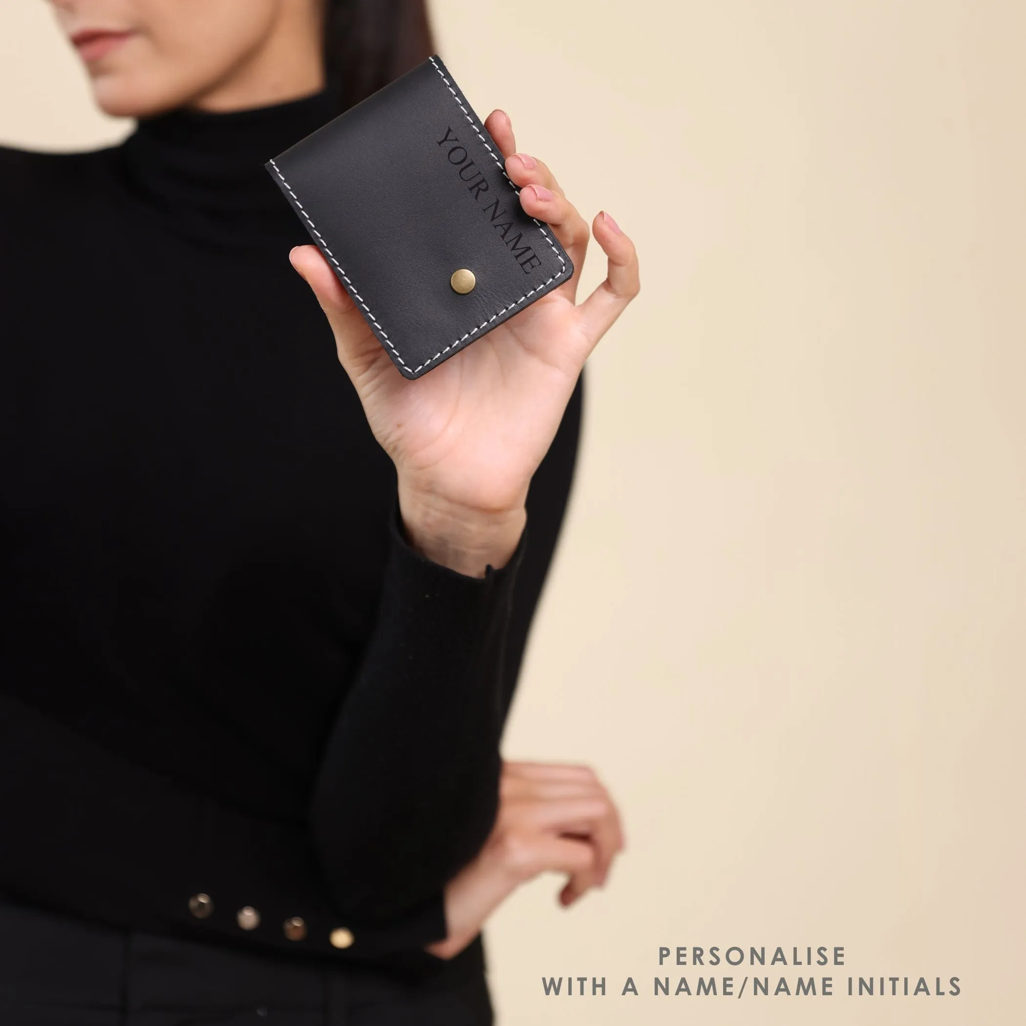 Black Vertical Bifold Slim Wallet