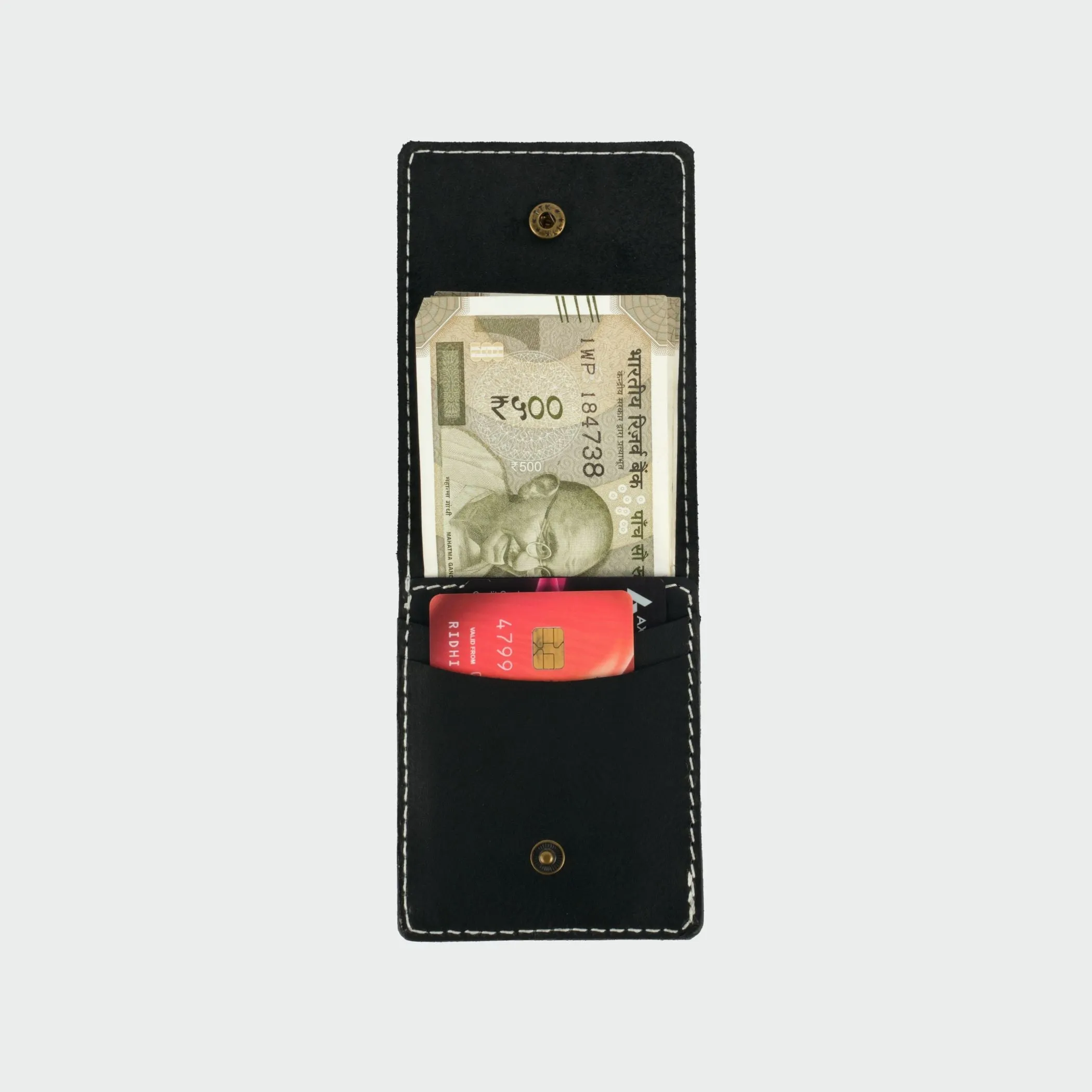 Black Vertical Bifold Slim Wallet