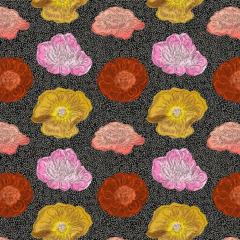 Blooming Polka Dot - Black