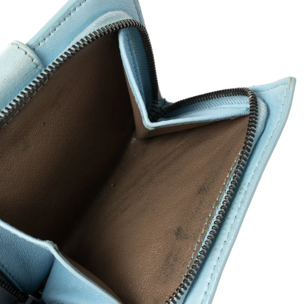Bottega Veneta Blue Intrecciato Leather French Wallet..